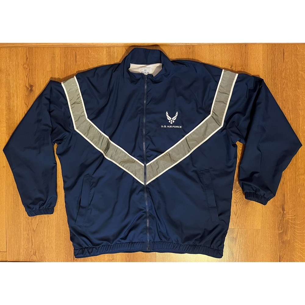 US Air Force Windbreaker Jacket Navy Blue Zip Up‎ Coat Unisex Large